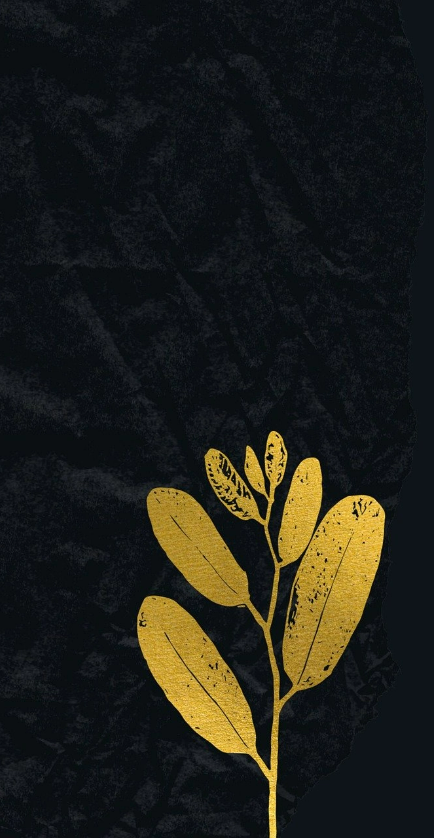 Obraz złotego, minimalistycznego kwiatka, na tle czarnego płótna